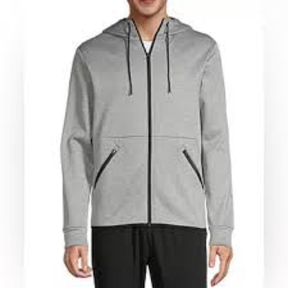 Gray Full Zip Quick Dri Fleece Hoodie Outdoor Activewear Gym Casual Workout